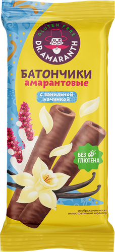 

Батончик безглютеновый Dr.Amaranth Амарантовый с ванильной начинкой, глазированный, 19 г