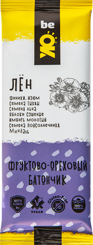 Батончик фруктово-ореховый  Be Ok со вкусом льна