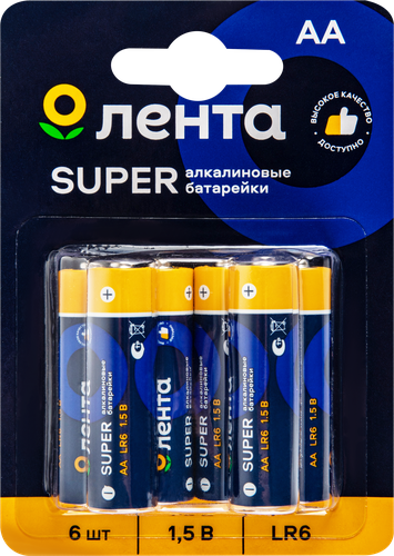 

Элемент питания Лента АА, LR6, 1,5В, алкалиновый Арт. ALR606, 6шт