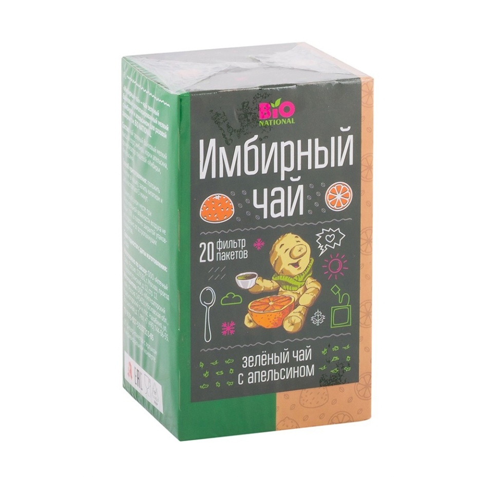 

Чай зеленый Вionational имбирный с апельсином 20 x 2 г