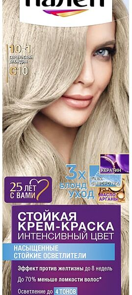 Крем-краска для волос Палетт Интенсивный цвет 10-1 C10 Серебристый блондин 110мл