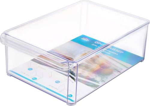 

Органайзер для холодильника Idea 20х30х10 см с крышкой, прозрачный, размер М Арт. 1587