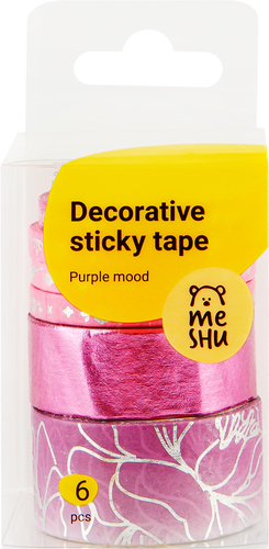 

Лента декоративная клейкая MESHU Purple mood, 6шт