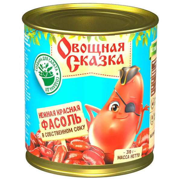 Фасоль овощная сказка 310 г красная в с/соку ж/б
