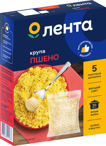 

Пшено ЛЕНТА 1-й сорт, в пакетиках, 5х100г