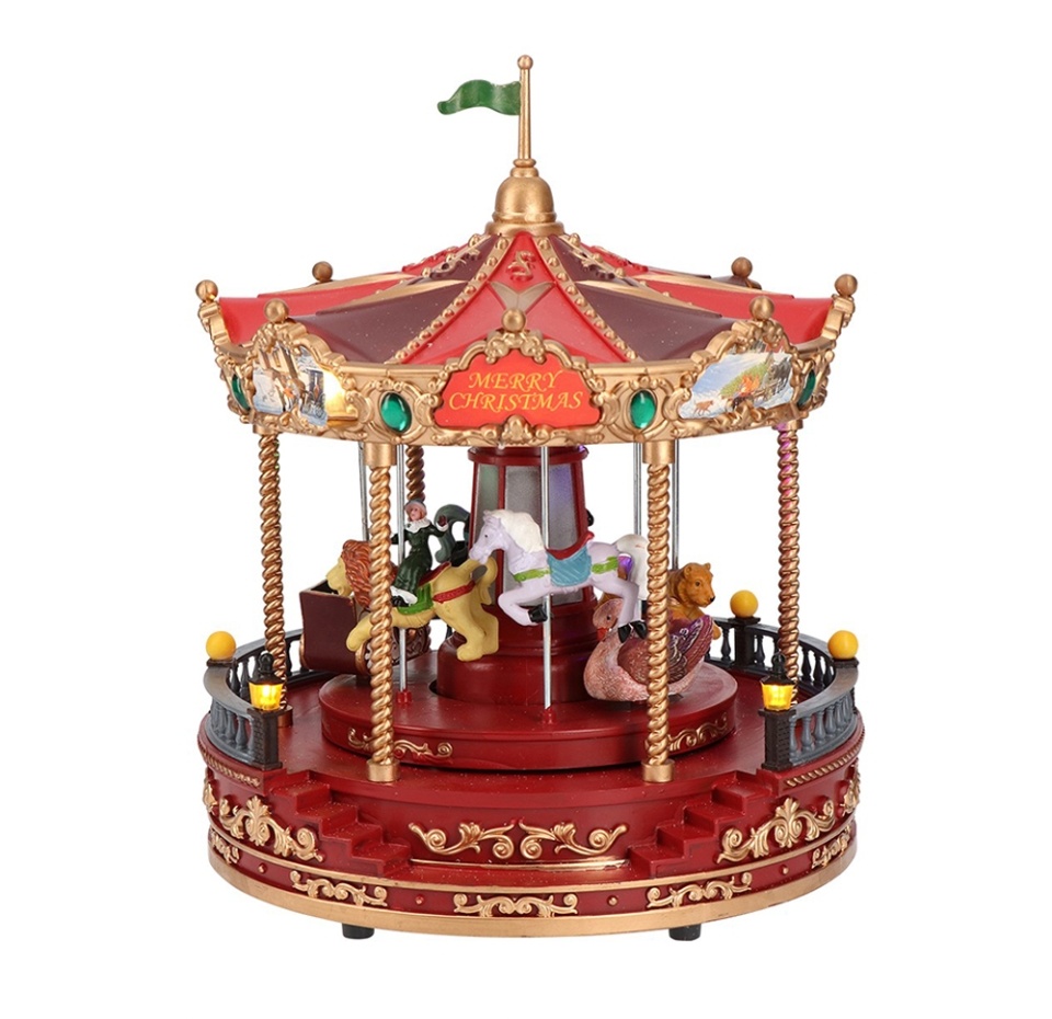 

Сувенир Timstor Карусель анимированный красный с разноцветной подсвесткой LED 23.5 x 23.5 x 27.9 см