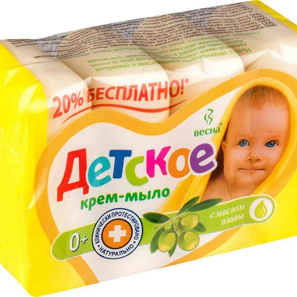 Крем-мыло детское твердое Весна с маслом оливы, 4x75г