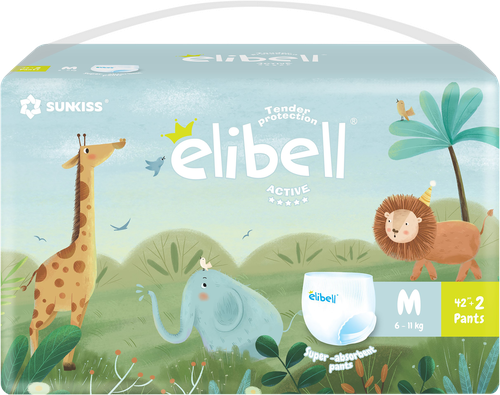 

Подгузники-трусики детские ELIBELL Active М 6–11кг, 44 шт.