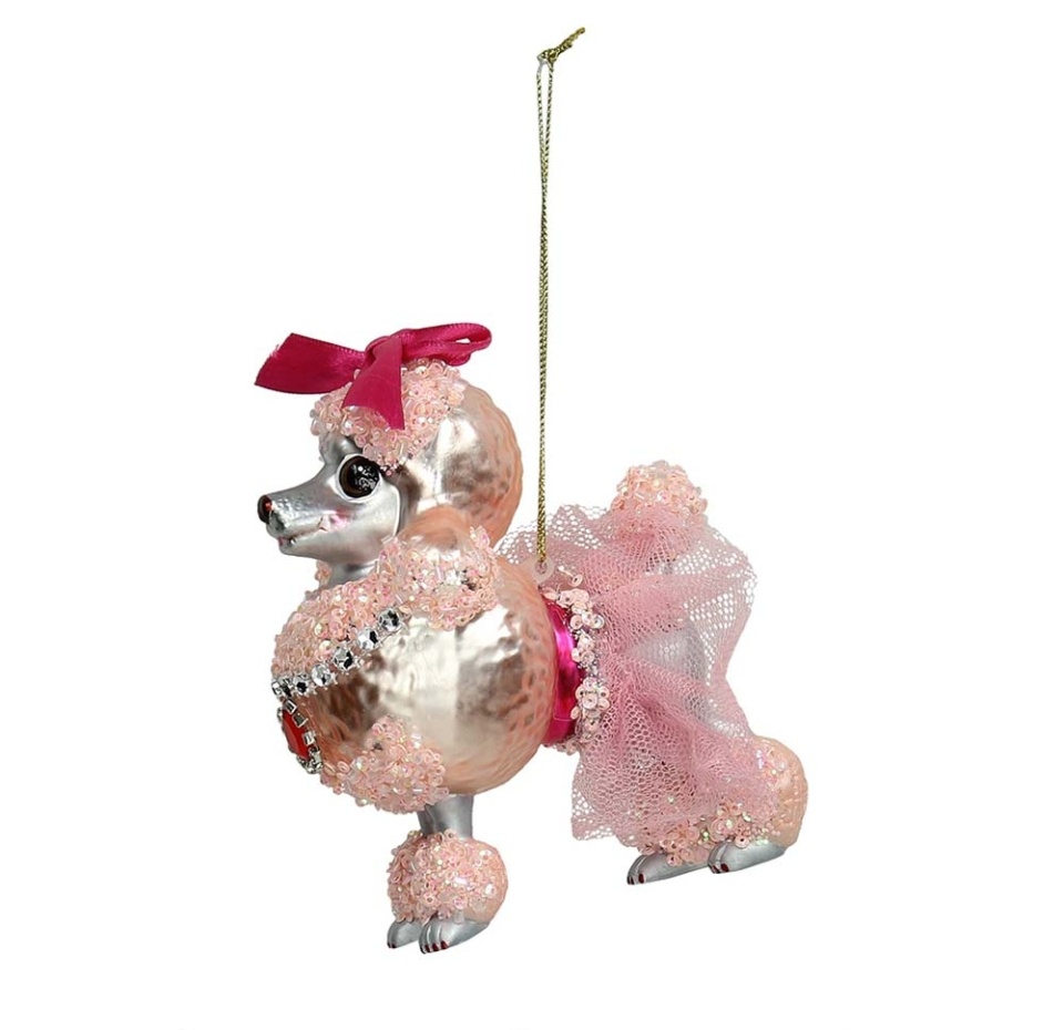 

Игрушка для ёлки «Пудель в юбке» стеклянная, цвет серебристо-розовый, Kersten, 12.7 см, Нидерланды