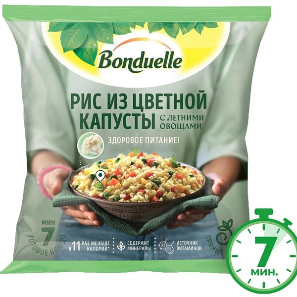 Смесь овощная Bonduelle Рис из цветной капусты с летними овощами быстрозамороженная 400г