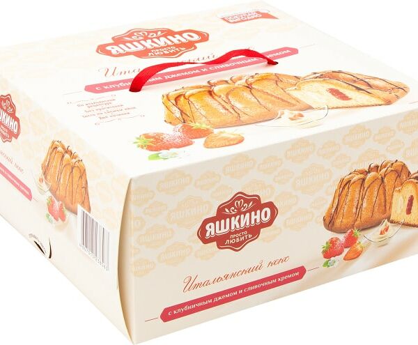 Кекс Яшкино с клубничным джемом и сливочным кремом 500г