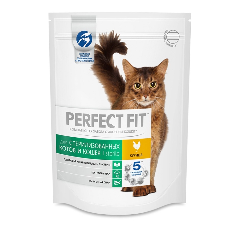 

Корм сухой Perfect fit Sterile для кастрированных котов и стерилизованных кошек, курица 190 г