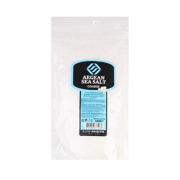 Соль Эгейского моря крупная пищевая Chef Seasons 1000 г, Турция