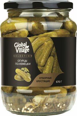 Огурцы Global Village Selection По-Немецки 670г в Пятерочке сегодня