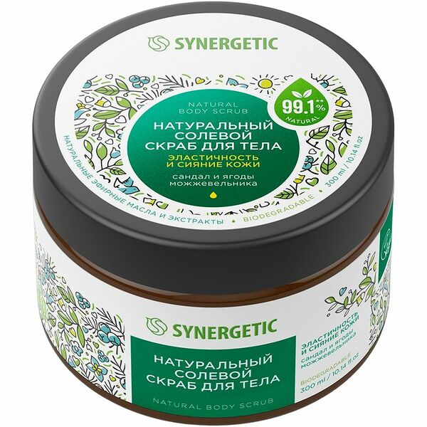 Cолевой скраб для тела Synergetic Сандал и Ягоды Можжевельника 300 мл