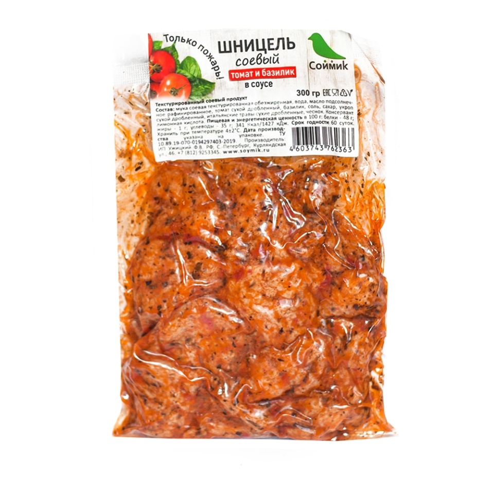 

Шницель соевый Соймик томат и базилик в соусе 300 г Россия