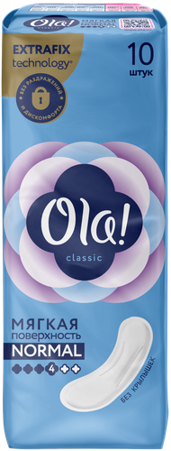 

Прокладки Ola! Classic Normal без крылышек мягкая поверхность 10 шт.
