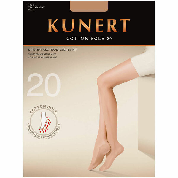 Колготки женские Kunert Cotton Sole бежевые, 20 den, размер 44-46, 1 шт.