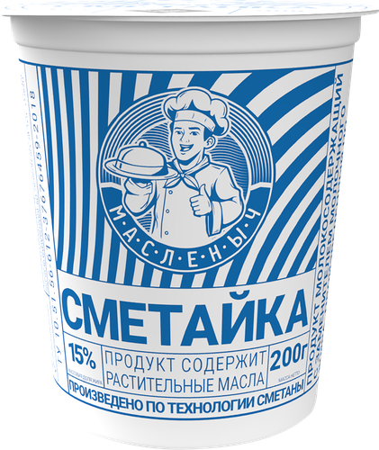 

Продукт сметанный МАСЛЕНЫЧ 15%, с змж, 200г