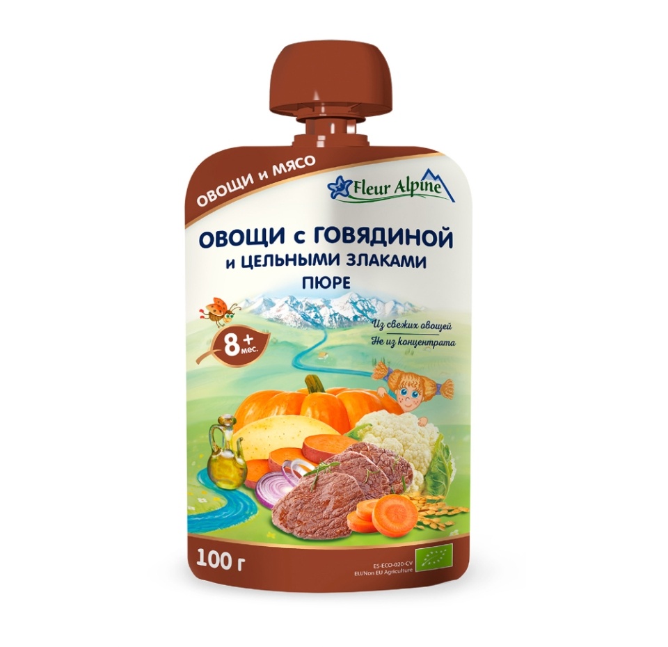 

Пюре Fleur Alpine овощи с говядиной и цельными злаками с 8 месяцев 100 г