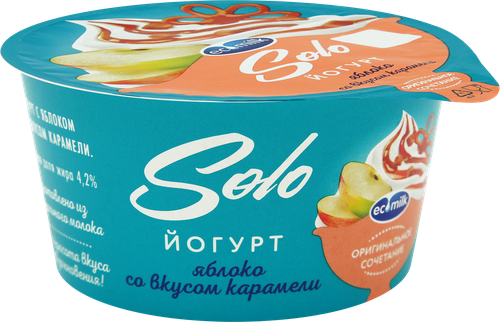 

Йогурт Экомилк Solo с яблоком и со вкусом карамели 4.2% 130 г