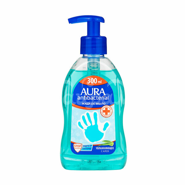 Мыло жидкое Aura 300мл с Алоэ вера с Антибактериальным эффектом