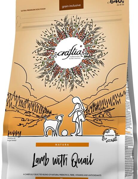 Сухой корм для щенков Craftia Natura для средних и крупных пород из ягненка с перепелкой 640г