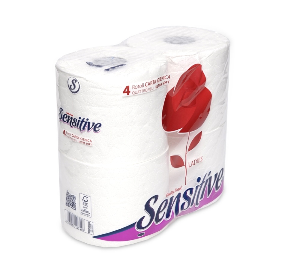 

Туалетная бумага Sensitive Ladies 4 слоя 4 рулона