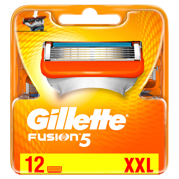 Сменные кассеты для мужской бритвы Fusion 5 (Фьюжн 5), 12 шт ТМ Gillette (Жиллетт)