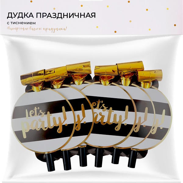 Дудка праздничная Party, с тиснением Арт. ДДМ, 6шт
