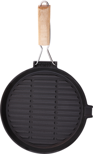 

Сковорода-гриль HOMECLUB Steak Menu 27 см, круглая, со складной ручкой, чугун