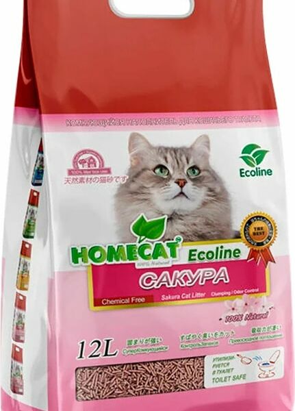 Наполнитель для кошачьего туалета Homecat Ecoline Сакура комкующийся 12л
