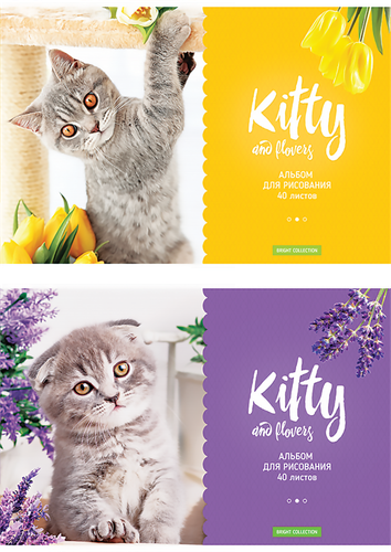 

Альбом для рисования ArtSpace Kitty&Flower, 40 листов А4, на скрепке, Арт. А40_20263, в ассортименте