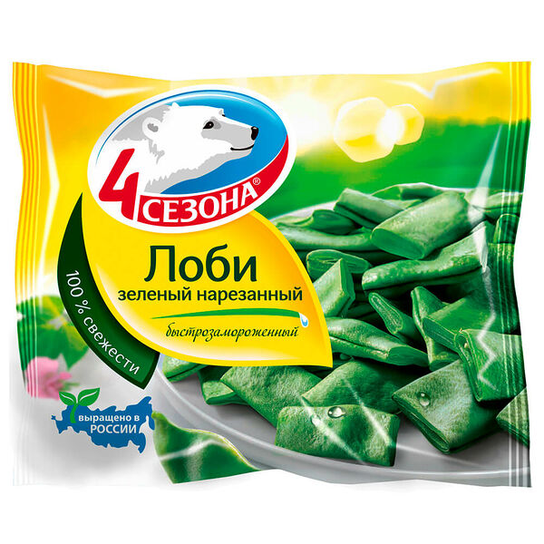 Лоби зеленый нарезанный 4 сезона 400 г