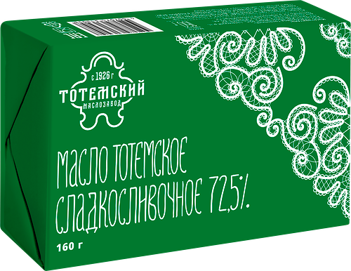 Масло сливочное ТОТЕМСКИЙ Тотемское 72,5%, без змж, 160г