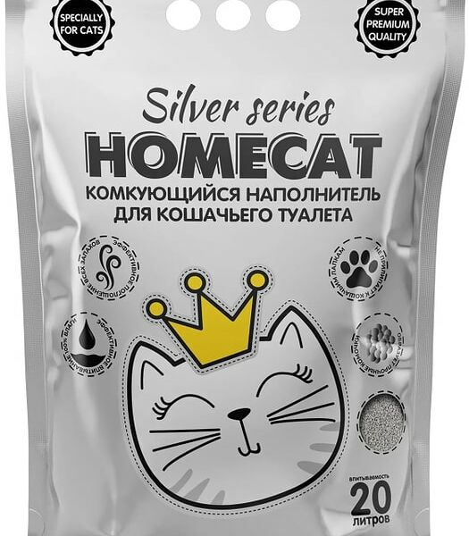 Наполнитель для кошачьего туалета Homecat Silver Series комкующийся 5кг