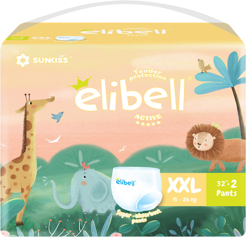 

Подгузники-трусики Elibell Active детские XXL 15–26 кг, 34шт.