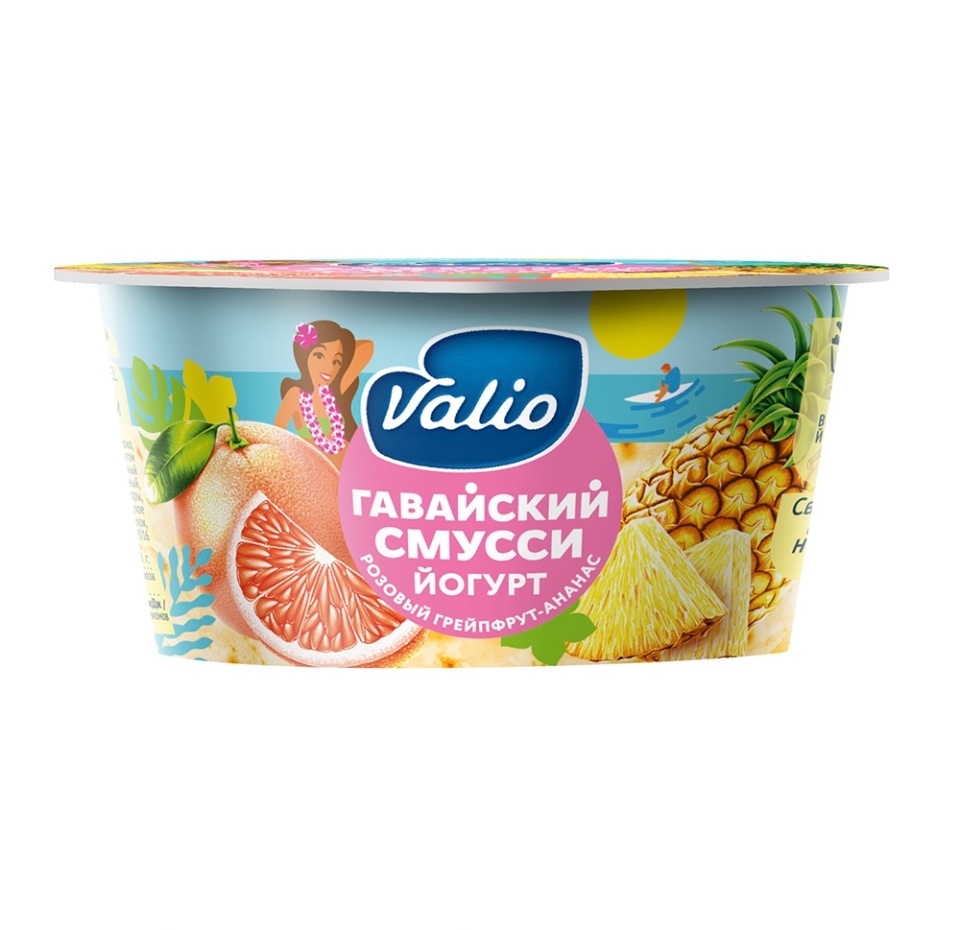 

Йогурт смусси Valio Гавайский Розовый грейпфрут-ананас 2.6% 140 г