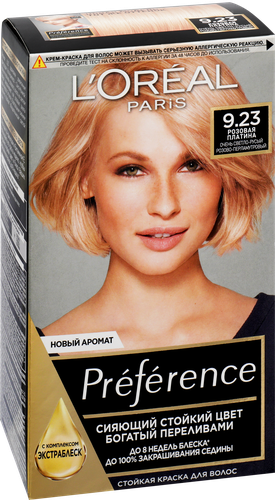 

Краска для волос PREFERENCE 9.23 Розовая платина Очень светло-русый розово-перламутровый, 243мл