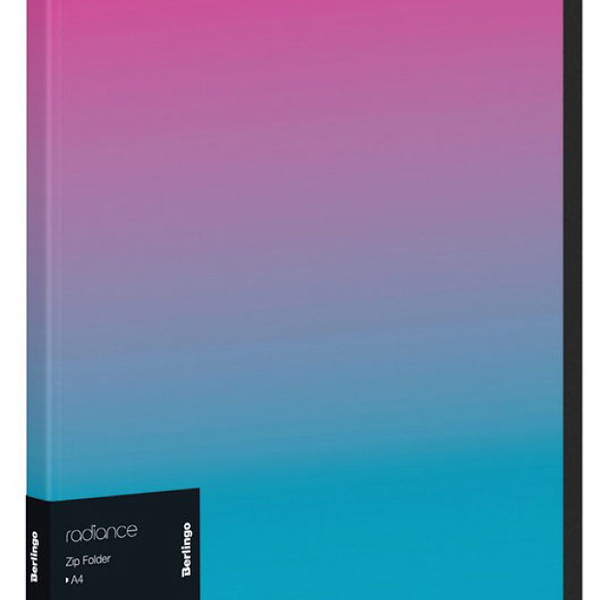 Папка на молнии Berlingo Radiance А4 розово-голубой градиент