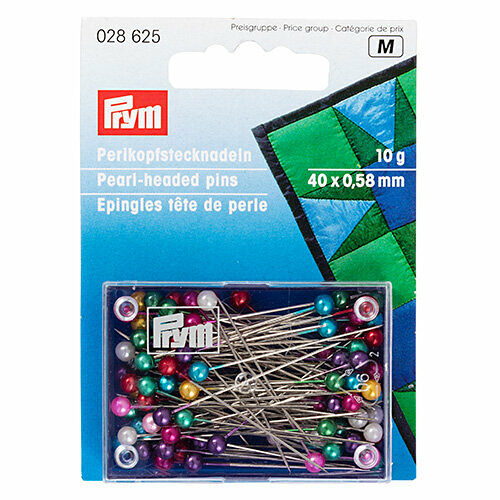 028625 Булавки с жемчужной головкой, разноцветные 0,58*40мм, 10g, Prym,упак