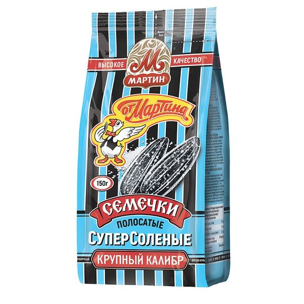 Семечки От Мартина полосатые обжаренные суперсоленые, 150 г