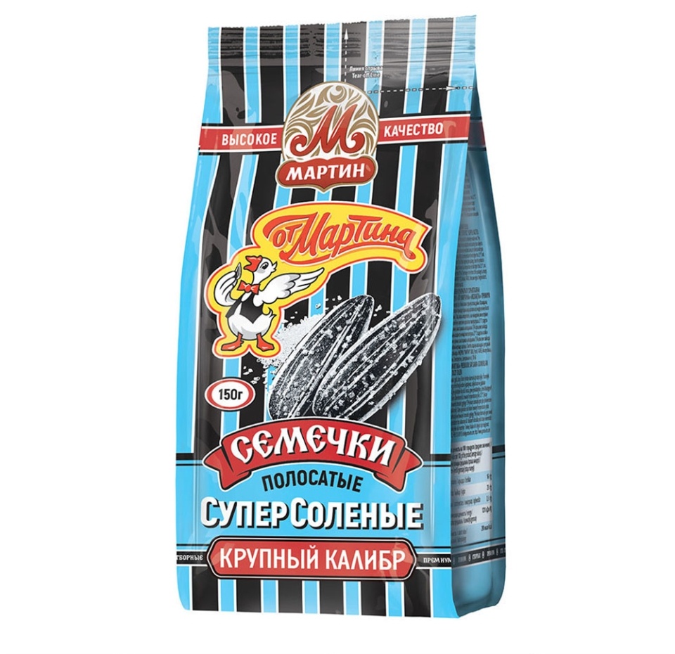 

Семечки От Мартина полосатые обжаренные суперсоленые 150 г