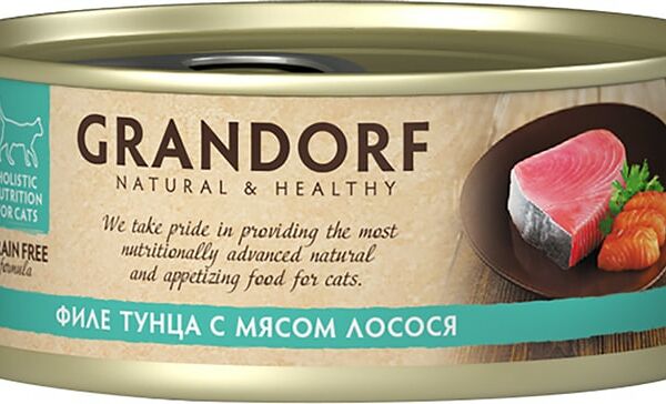 Влажный корм для кошек Grandorf Филе тунца с мясом лосося 70г
