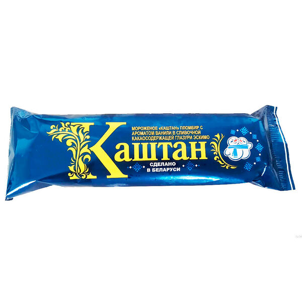 Мороженое каштан 80 г пломбир с ароматом ванили эскимо в глазури