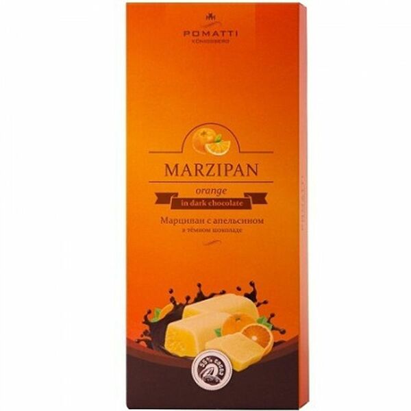 Конфеты Pomatti марципановые с апельсином в тёмном шоколаде 85г