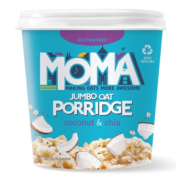 Каша овсяная Jumbo с кокосом и чиа (без глютена), Moma, 55 г, Великобритания