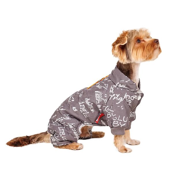 Комбинезон для собак с буквами XS серый (унисекс)