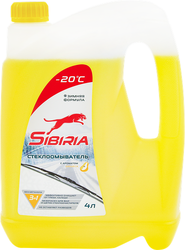 Стеклоомыватель зимний SIBIRIA Дюшес, до -20 градусов, Арт. 801001, 4л