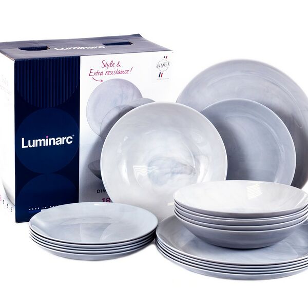 Набор тарелок стеклокерамических Diwali granit marble 18шт 19/20/25см (арт Q0216, код 269662)